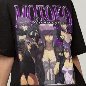 Unisex Ghost in the Shell SAC Motoko Kusanagi 90s Anime Retro T-Shirt, Bootleg Manga Waifu Shirt