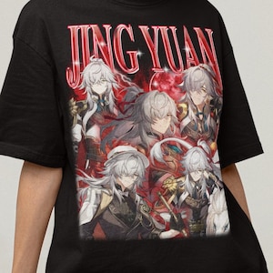 ジン・ユアン・ホンカイ スターレールゲーミング ブートレッグTシャツ、ビデオゲームハズバンドシャツ