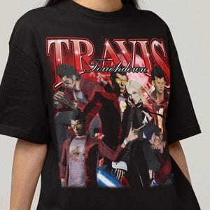 トラヴィス・タッチダウン ノーモア★ヒーローズ ブートレグ ゲームTシャツ、日本のアニメビデオゲームシャツ