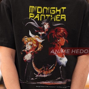 Unisex Midnight Panther 90s Vintage Anime T-Shirt, Retro Manga Waifu Shirt
