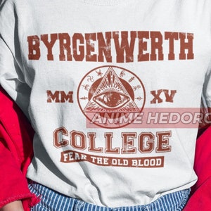 T-shirt unisex Bloodborne Gaming, maglietta Byrgenwerth College Fear the Old Blood Soulsborne