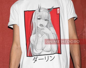 Camiseta unisex Darling Waifu Material Anime, camisa de mujer Zero Two Anime
