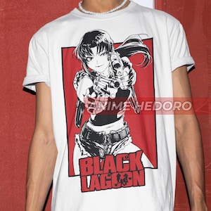 Camiseta unisex de anime Black Lagoon, camiseta gráfica Revy Waifu Manga Shirt
