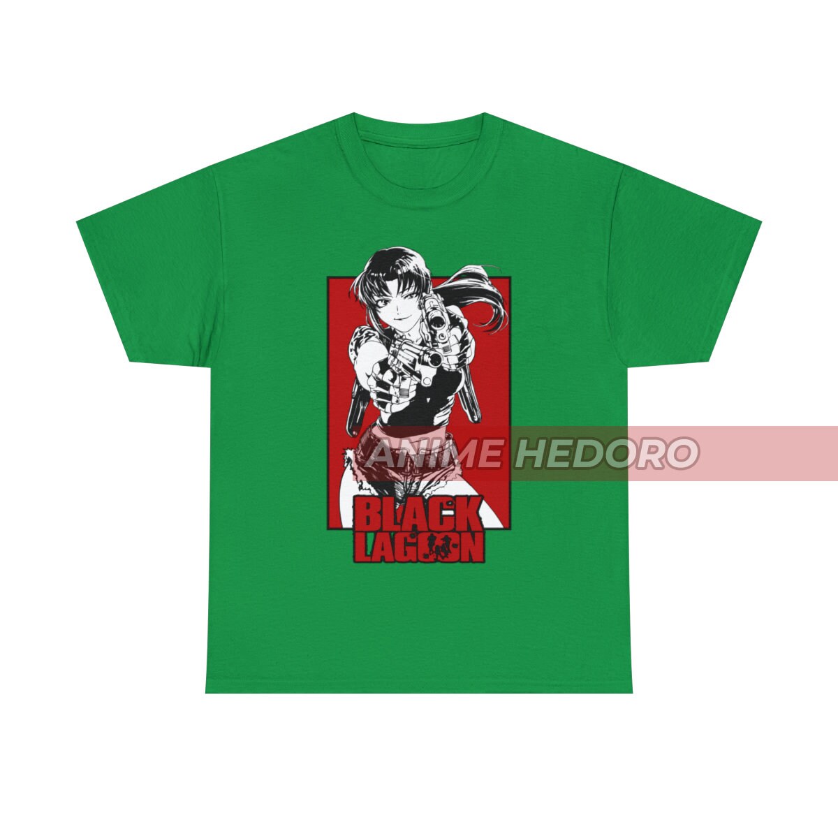 Unisex Black Lagoon Anime T-shirt, Revy Graphic Tee Waifu Manga