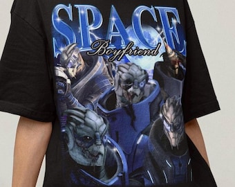 Unisex Vintage Garrus Bootleg T-Shirt, Mass Effect Space Boyfriend Shirt
