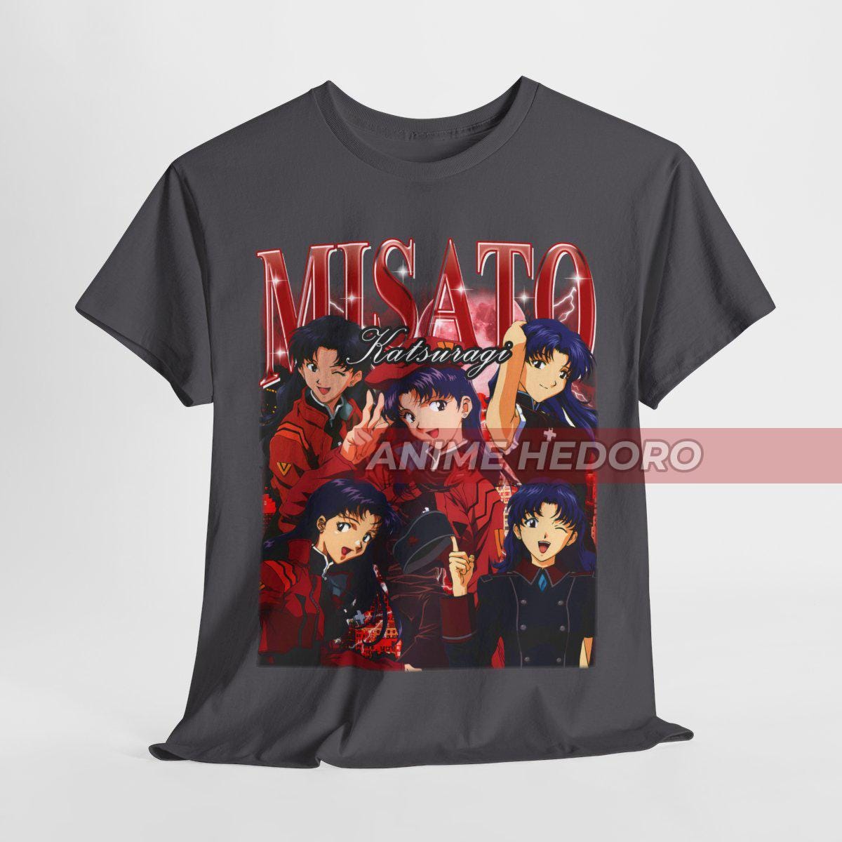 ユニセックス エヴァ ミサト 90年代レトロアニメ 海賊版Tシャツ 