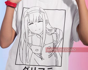 Camiseta unisex Darling Waifu Material Anime, camisa de mujer Zero Two Anime