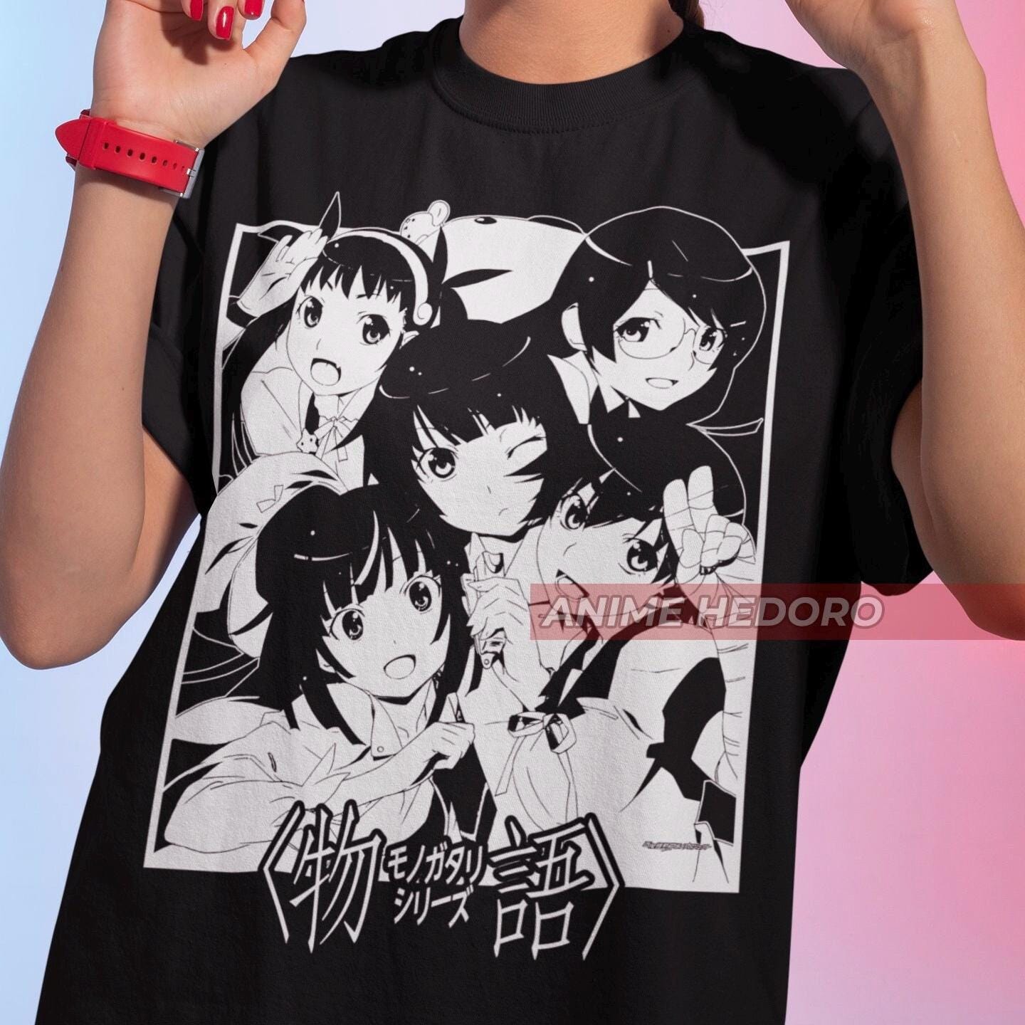 Unisex Monogatari Anime T-shirt, Hitagi Senjougahara Waifu