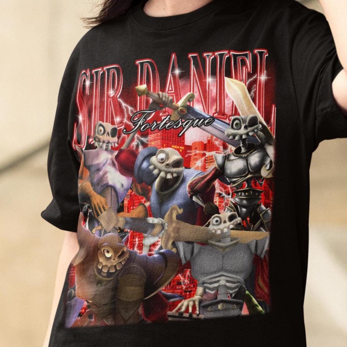 Unisex Vintage Medievil Sir Daniel Fortesque Bootleg Gaming T