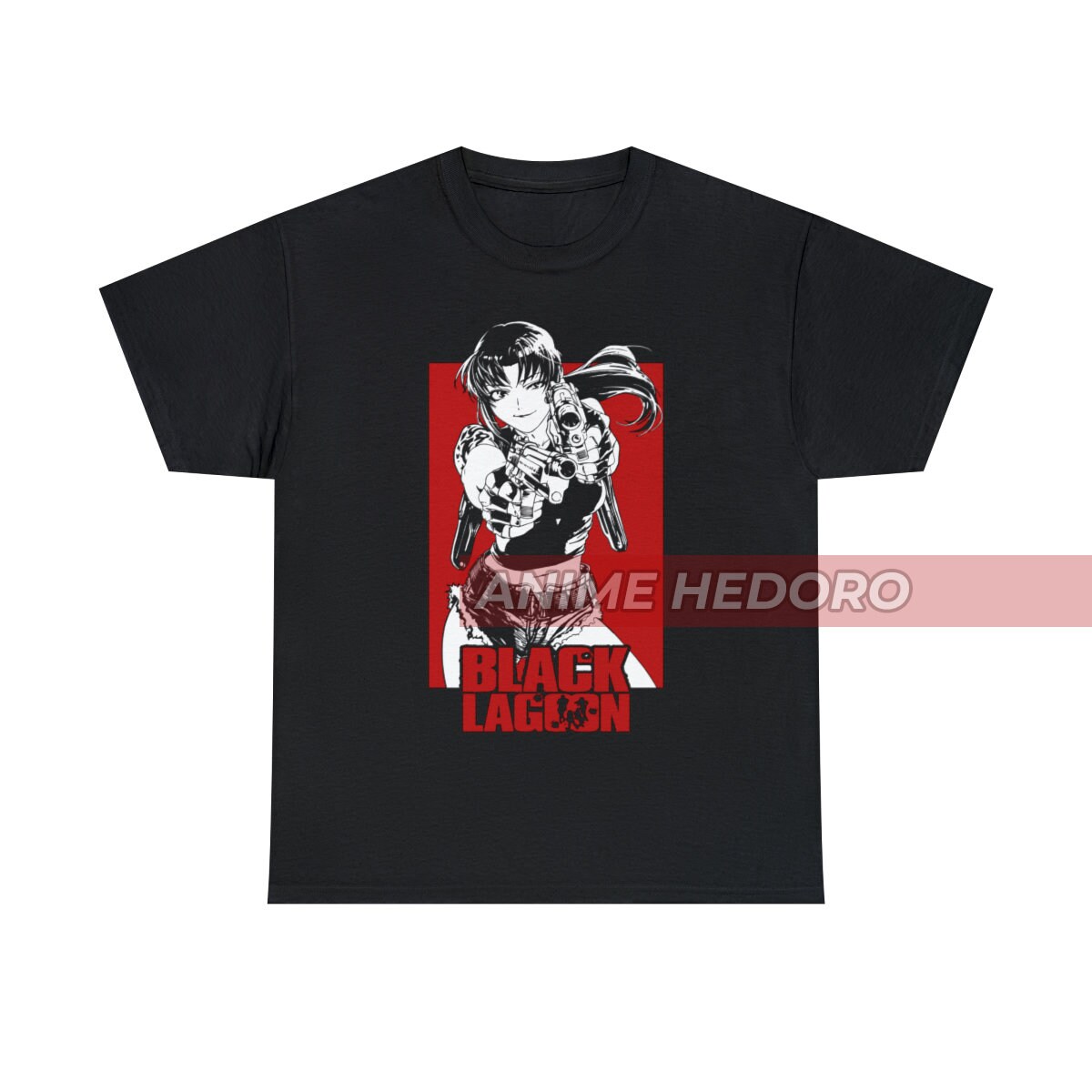 Unisex Black Lagoon Anime T-shirt, Revy Graphic Tee Waifu Manga
