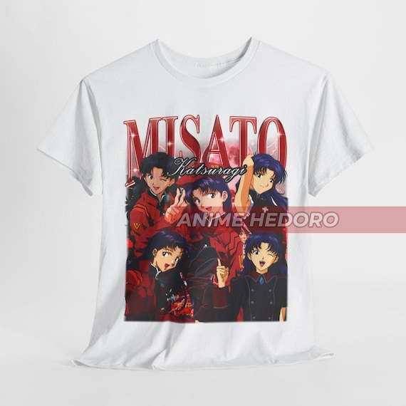 ユニセックス エヴァ ミサト 90年代レトロアニメ 海賊版Tシャツ