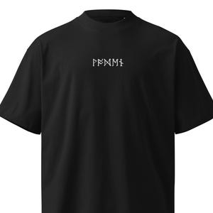 WODEN RUNES Design Oversized T-Shirt - Anglo-Saxon War God Ancient Rune Script Embroidered Tee