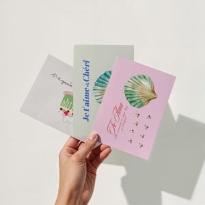 Tarjeta de amor digital imprimible para él, juego de 3 tarjetas románticas junto al mar para esposo, regalo para novio, paquete de tarjetas de cereza, descarga instantánea