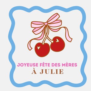 French Mother's Day Card Cherry Custom Printable Card Sweet Digital Download Print First Time Mummy Gift Retro Baby Shower Card New Mom Card