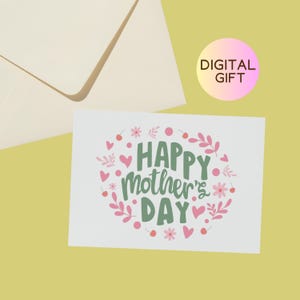 Carte numérique pour mère, téléchargement immédiat, carte de félicitations, coeur doux, note de baby shower, carte florale rose pour tante, idée cadeau, cadeau nouvelle maman