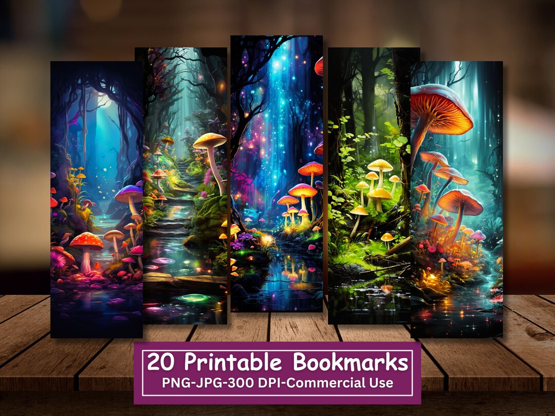Mushroom Forest Bookmarks: Fantasy Art, Set of 20 (digital Download) - Etsy