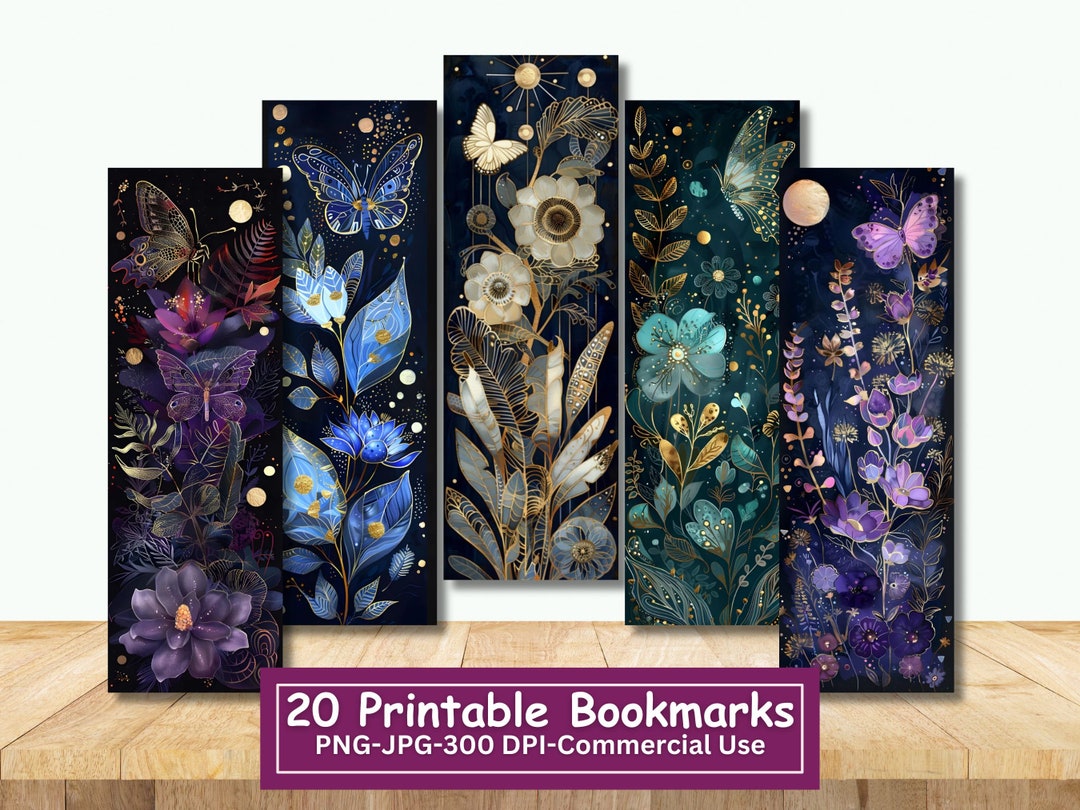 Floral Butterfly Bookmarks: Fantasy Printable Set (20 PNG/JPG) - Etsy
