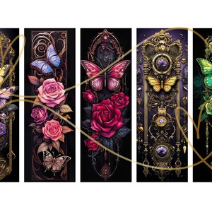 Fantasy Butterfly Roses Printable Bookmarks Bundle, Set of 20 PNG/JPG ...