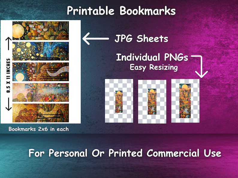 Art Nouveau Landscape Bookmarks: Floral Fantasy, Set of 20 (PNG/JPG) - Etsy