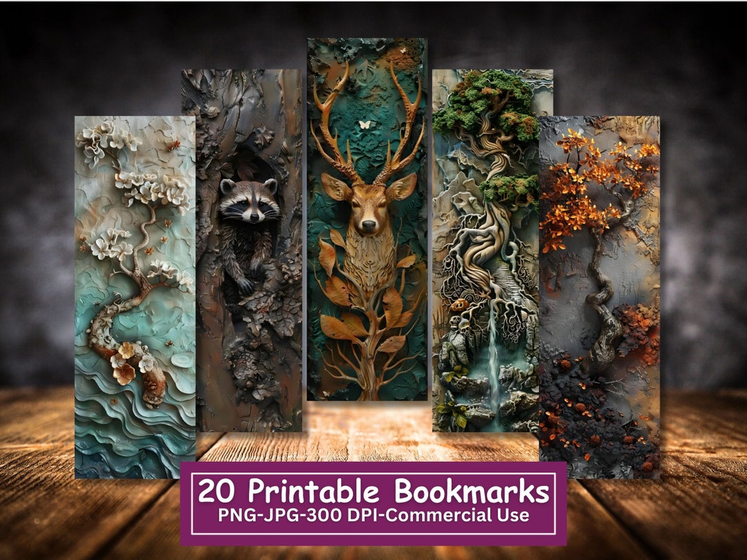 3D Nature Printable Bookmarks Bundle, Set of 20 PNG/JPG, Fantasy ...