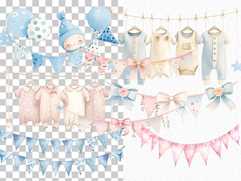 Watercolor Teddy Bear Clipart Bundle: Baby Shower PNG Images (digital ...