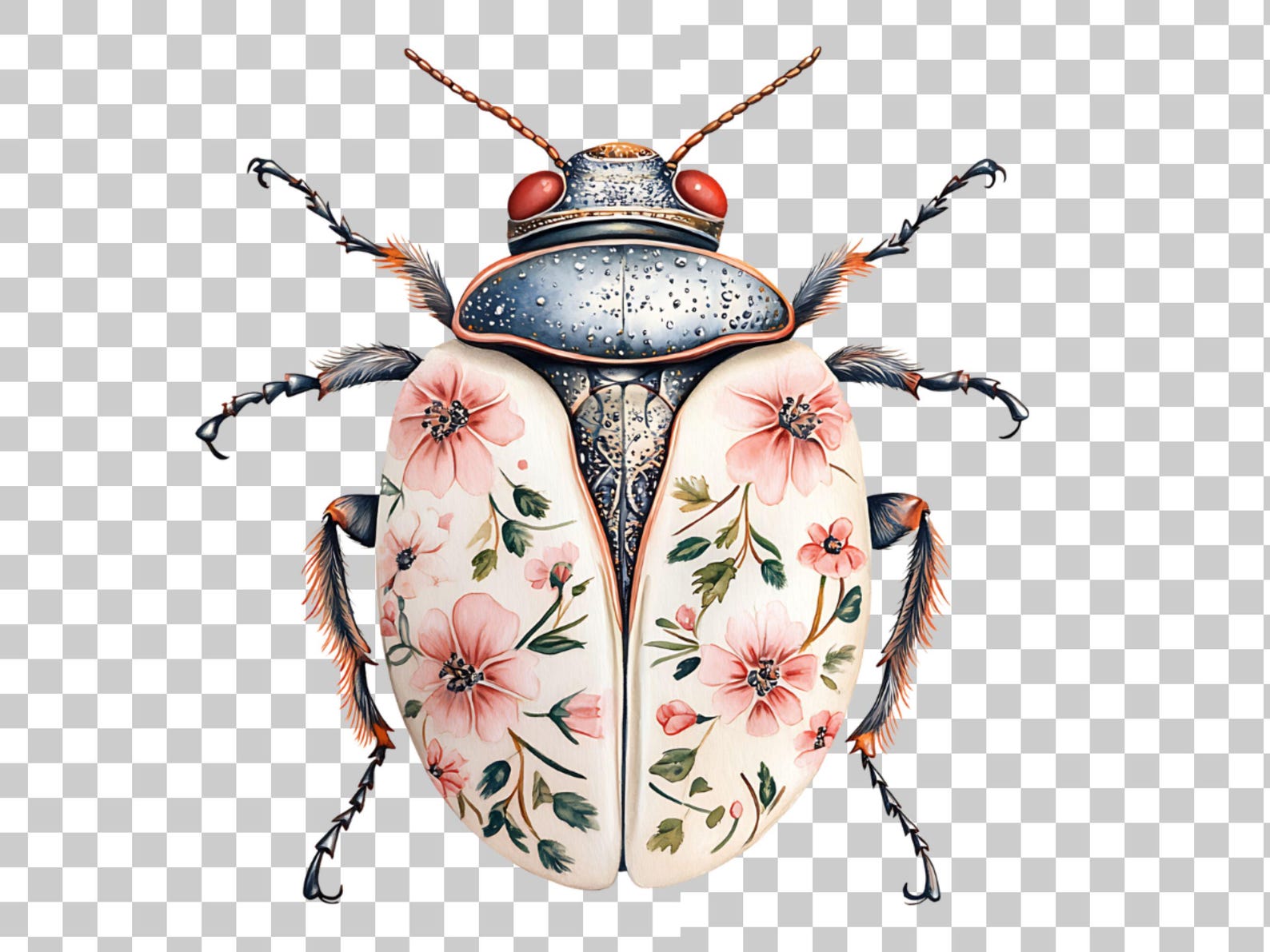 Floral Beetles Clipart: Fantasy Flower Insect PNG Set (digital Download ...