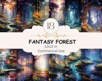 Papel digital "Bosque Encantado": Scrapbooking de fantasía (Descarga digital)