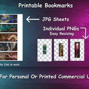 Fantasy Landscape Printable Bookmarks Bundle, Art Nouveau Style, Set of ...