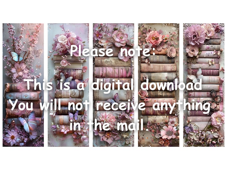 Floral Butterfly Book Stack Printable Bookmarks (set of 20) (digital ...