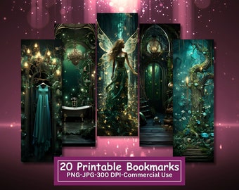 Emerald Fairy Bookmarks: Fantasy Art Prints (Digital Download)