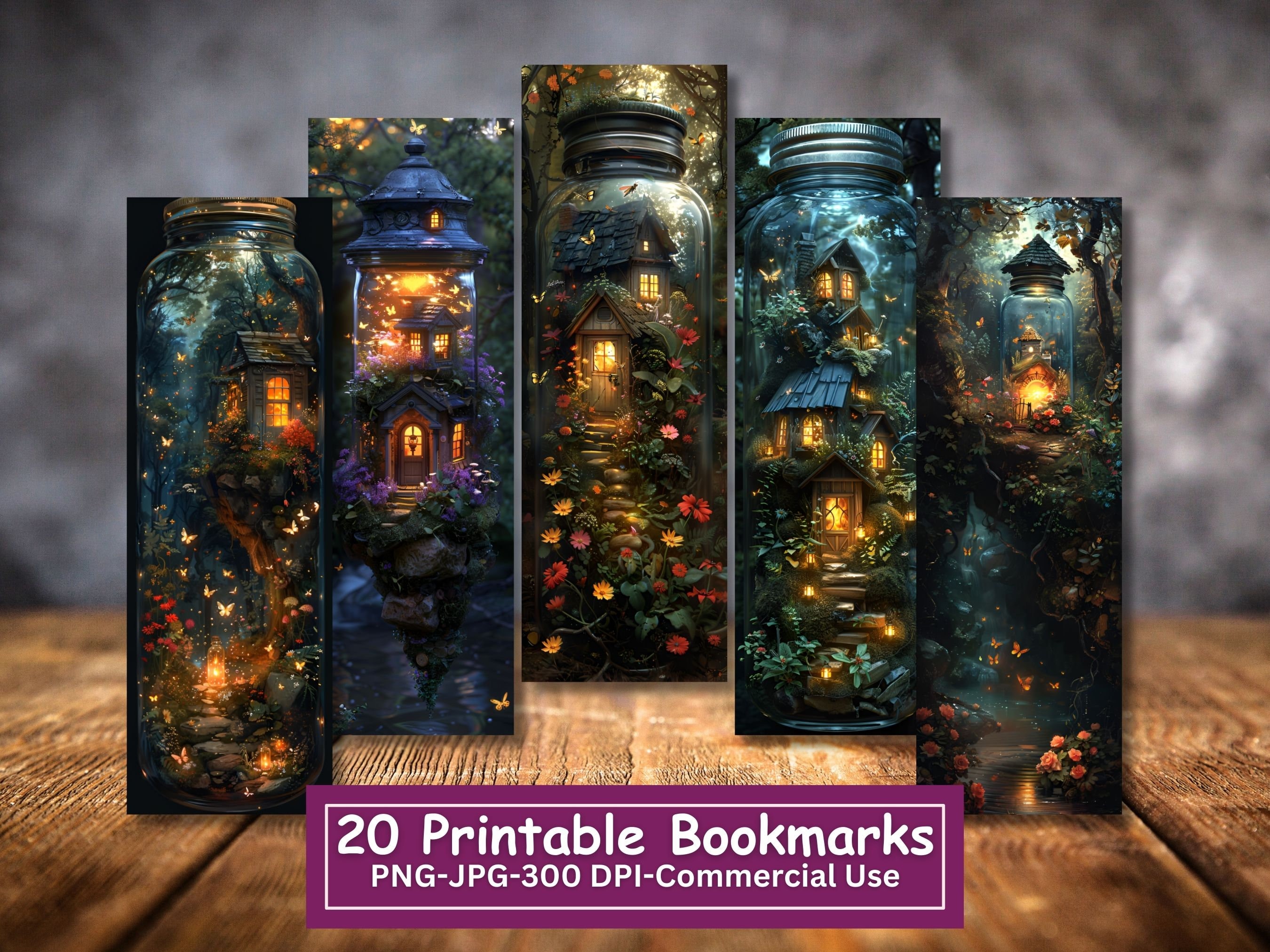 Fairy House Jar Printable Bookmarks: Fantasy Fireflies (digital ...