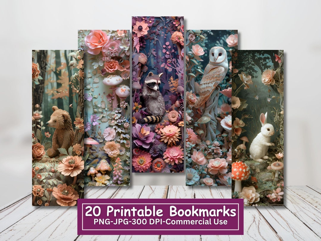 3D Enchanted Garden Printable Bookmark Bundle, Set of 20 PNG/JPG ...