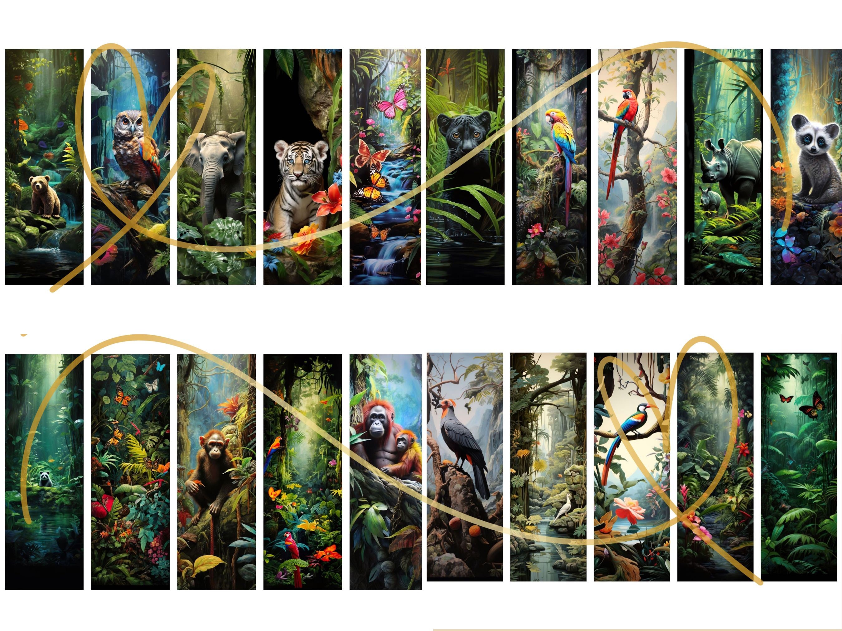 Jungle Animals Bookmarks: Printable PNG/JPG Set (digital Download) - Etsy