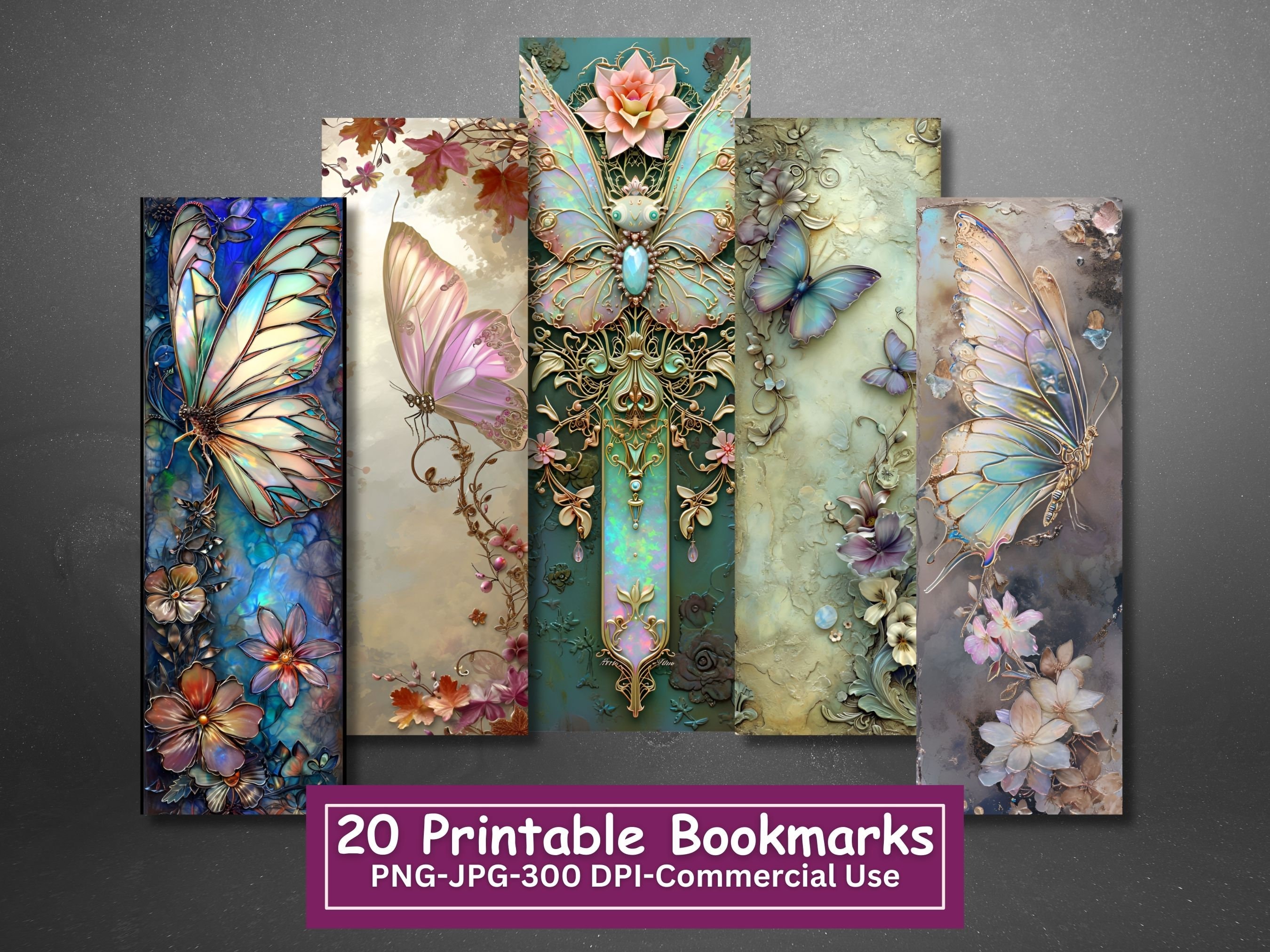 Fantasy Butterfly Bookmarks: Printable PNG/JPG Set (commercial Use) - Etsy