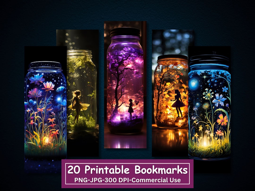 Magical Jar Printable Bookmark Bundle, JPG Print and Cut Pages, 20 PNG ...