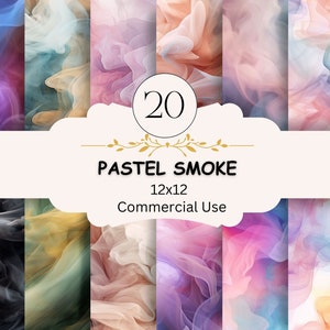 Pastel Smoke Background Pattern Bundle, 20 Ensemble de papier numérique, Journalisation, Fabrication de cartes, Scrapbooking, Artisanat en papier numérique