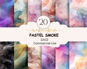 Pastel Smoke Background Pattern Bundle, 20 Digital Paper Set, Journaling, Card making, Scrapbooking, Digital Paper Craft