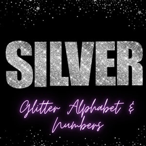 Lettere Glitter argento, ClipArt Sparkle, Numeri alfabeto lettere, Download istantaneo, Alfabeto Glitter argento, Numeri Glitter argento, PNG