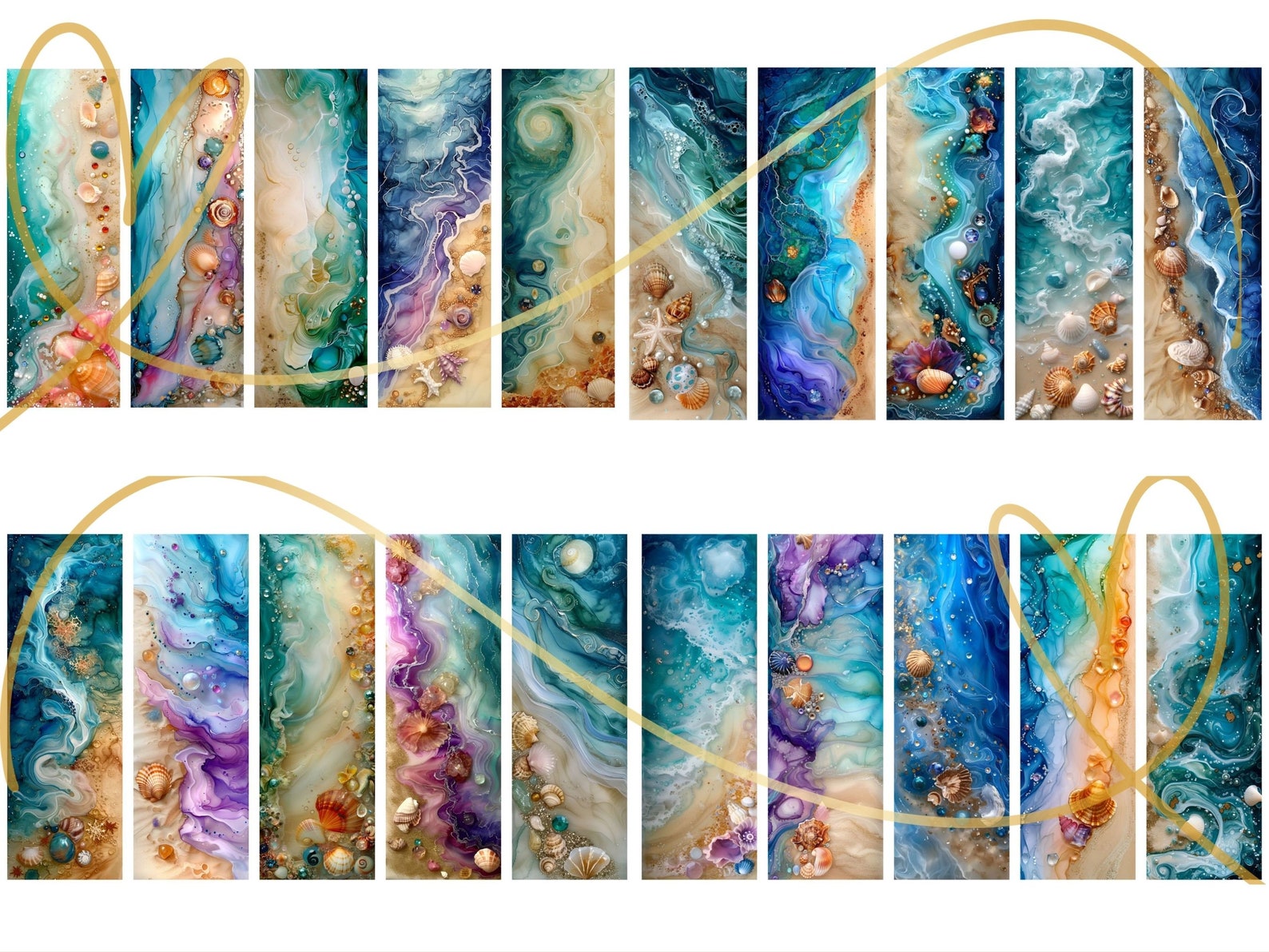 Beach Alcohol Ink Bookmarks: Summer Ocean Designs (digital Download) - Etsy