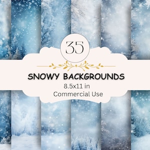 Papel digital de neve de inverno, fundo de floresta nevada, cenário de paisagem de fantasia, flocos de neve, diário de lixo, álbum de recortes, colagem