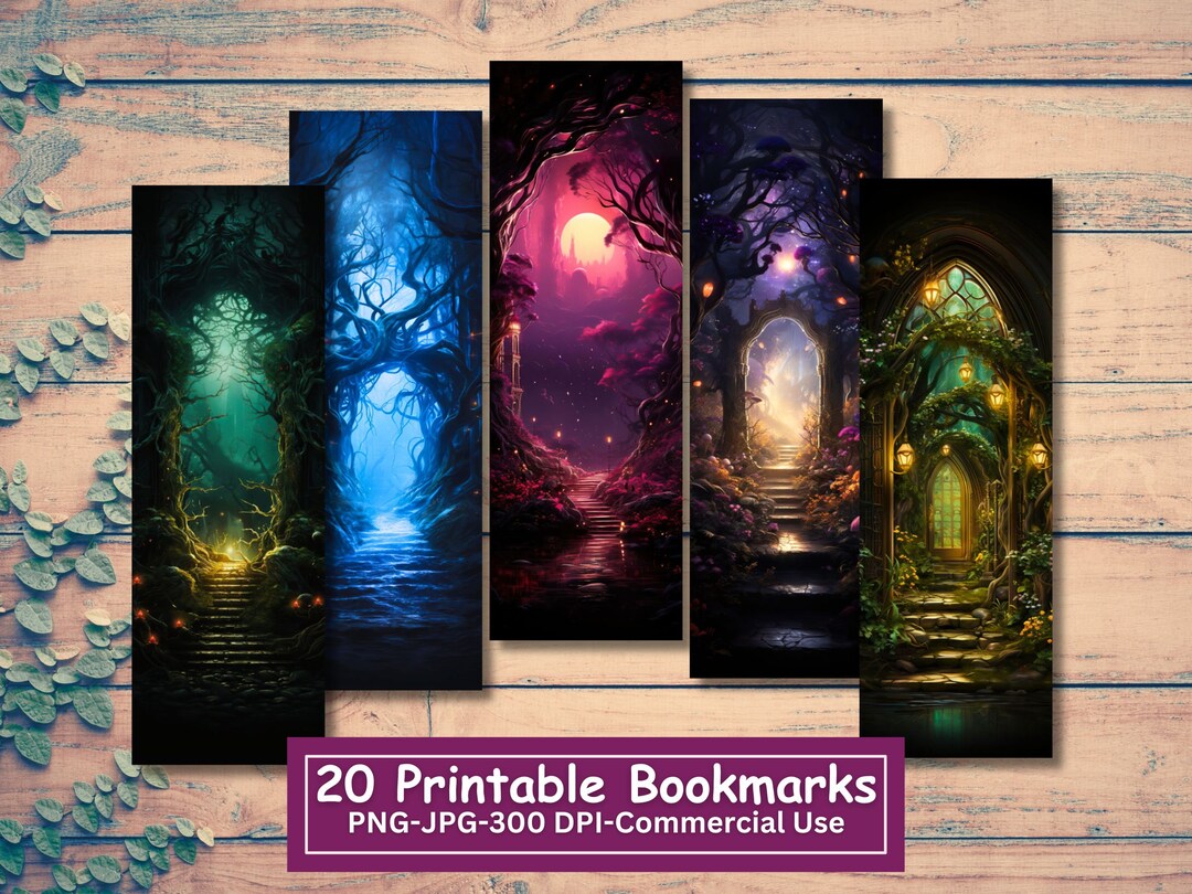 Fantasy Forest Gates Printable Bookmarks Bundle, Bookmark Set of 25 ...