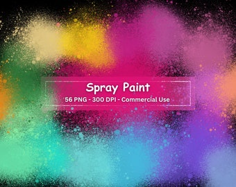 Spray Paint Brush Stroke Clipart: Watercolor Overlay PNG Set (Digital Download)