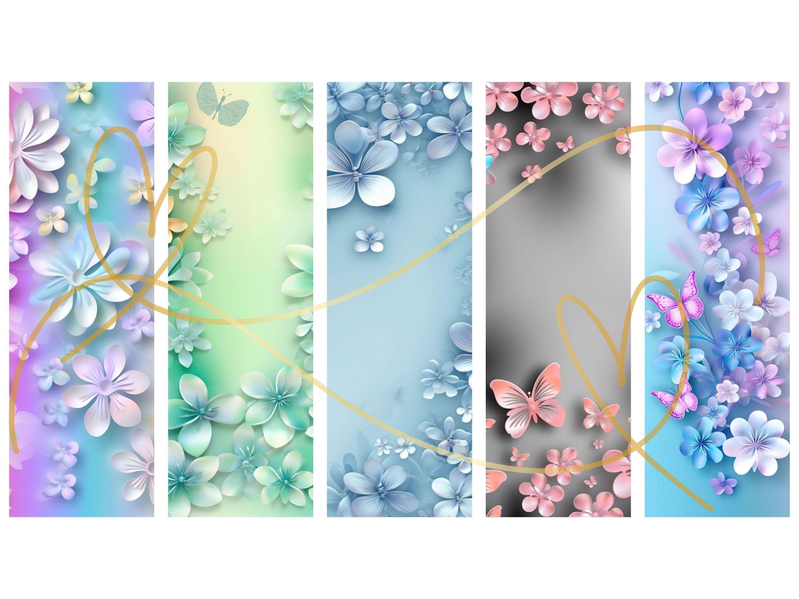 Floral Butterfly Bookmarks: 20 Piece Printable Set (PNG/JPG) - Etsy