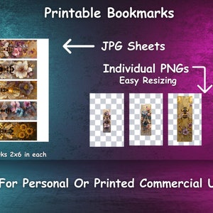Fantasy Bee Printable Bookmarks Bundle, Set of 20 PNG/JPG, Floral Bees ...