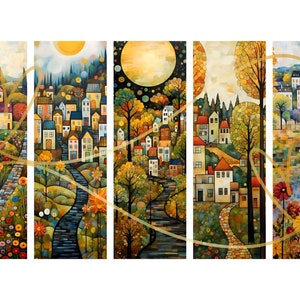 Art Nouveau Landscape Printable Bookmarks Bundle (set 2), Set of 20 PNG ...