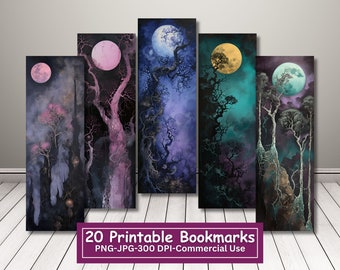 Fantasy Forest Bookmarks: Creepy Tree Art, Set of 20 (Digital Download)