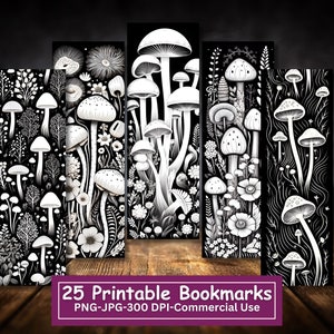 Mushroom Coloring Bookmarks: Fantasy Fungi Designs (Digital Download)