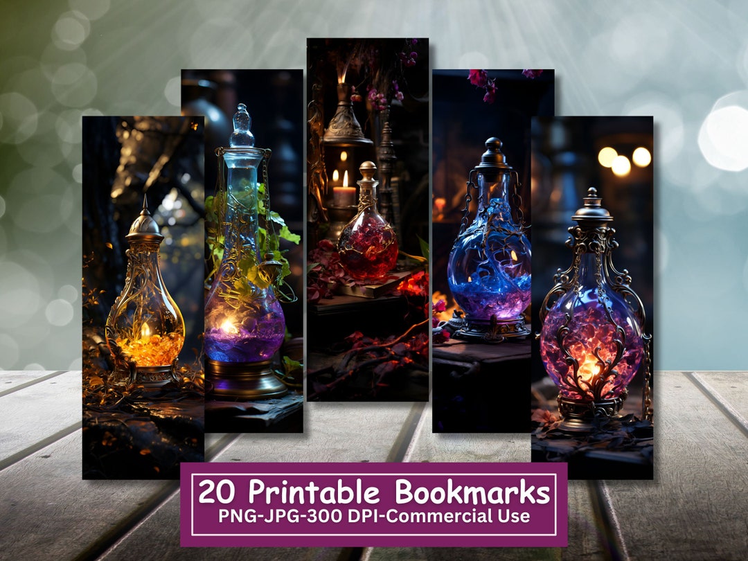 Love Potion Printable Bookmark Bundle, JPG Print and Cut Pages, 20 PNG ...