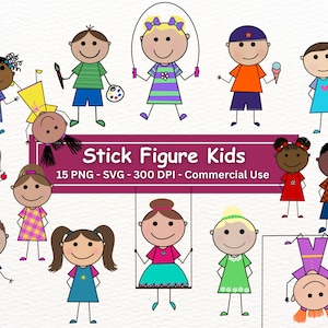 棒人間 PNG SVG バンドル、棒人間、手描き棒人間男の子と女の子のクリップアート、遊ぶ棒人間、小学生、クリップアート、カット ファイル