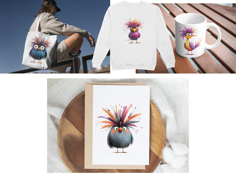 Clipart drôle d'oiseau : illustrations PNG stupides (téléchargement numérique) image 4